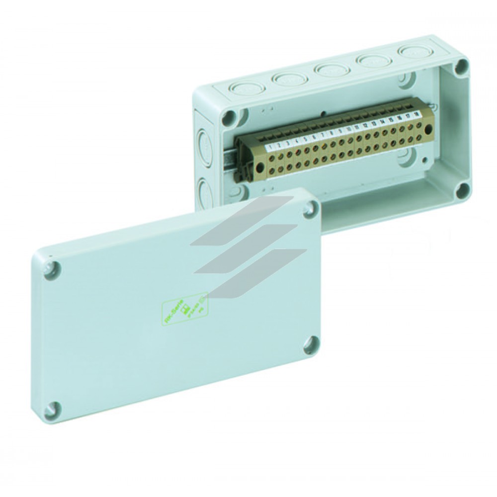 Корпус RKK 4/22-22х4² (180х94х57мм), клема 22х4мм², полістирол, метричні вводи-12місць під М16/20, IP66, Spelsberg